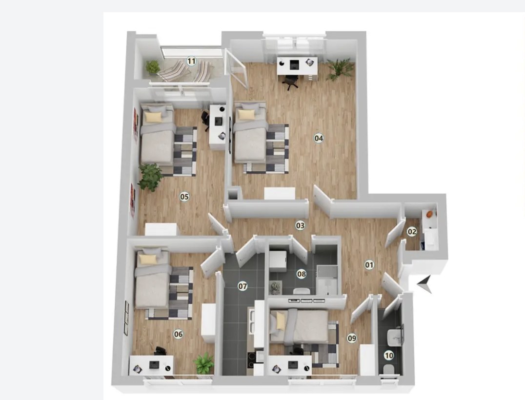 Grundriss Co-Living-Konzept Bogenhausen
